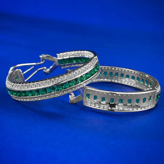Emerald Pave Hoops
