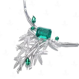 Bamboo Emerald Pendant Necklace