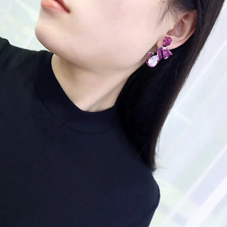 Ruby Cluster Bow Earrings