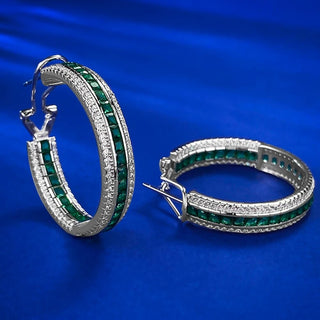Emerald Pave Hoops