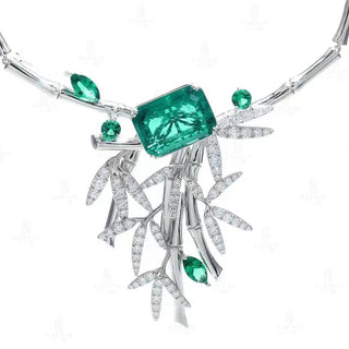 Bamboo Emerald Pendant Necklace